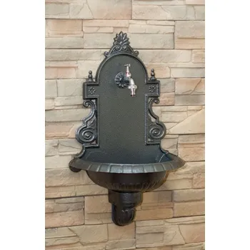 Historické pavlačové ozdobné umyvadlo s lehké slitiny barvy Hammer stříbro(antik),s 1/2" výpustným chromovým ventilem