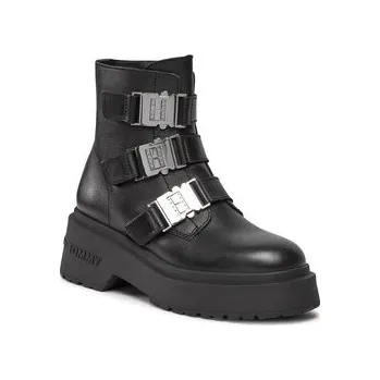 Dámské kozačky Polokozačky Tommy Jeans Tjw Chunky Boot Hardware EN0EN02443 Černá 40