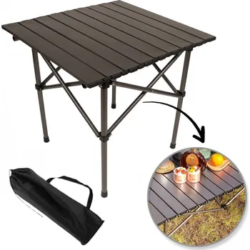 Zahradní stůl Skládací kempingový stůl s textilním potahem – 53 x 51 x 50 cm Hnědá
