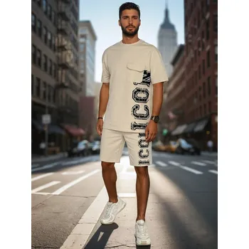 Set pánský komplet s potiskem AX0800 Barva: Khaki, Velikost: 2XL