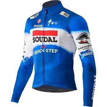 cyklistický dres Pánský cyklistický dres Castelli QUICK STEP LS THERMAL L Modrá, Bílá, Černá, Červená