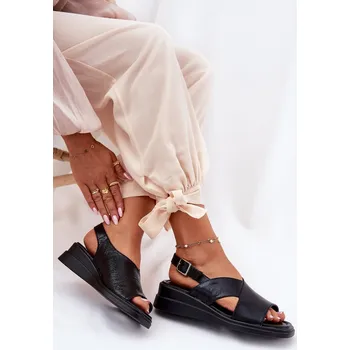 Dámské sandále Dámské Sandály Na Klínu Z Eko Kůže Quilara Barva: Černá, Velikost: 36