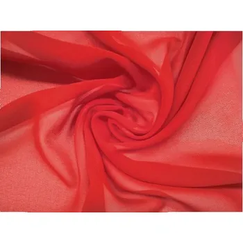 Šífon,chifon, rudě červená barva, látka, metráž šíře 150 cm