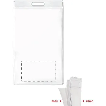 Transparentní placka 100 BACK, 30x50mm Tamponový tisk, 1 barva