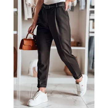 elegantní Dámské kalhoty plisované s páskem PLISSO UY2516 Barva: Černá, Velikost: S