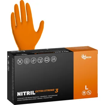 Pracovní rukavice ESPEON Nitrilové rukavice NITRIL EXTRA STRONG3 100 ks, nepudrované, oranžové, 5.4 g Velikost: L