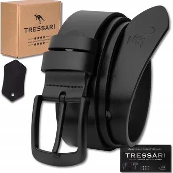 Opasek Kožený opasek Tressari černý 125 cm 100% přírodní kůže