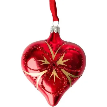 Vánoční ozdoba Koulier Skleněná ozdoba Srdce s trojlístkem, 1 ks