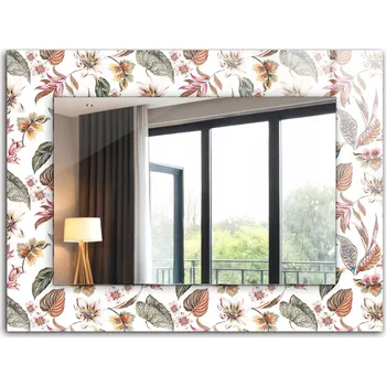 Zrcadlo Zrcadlo do koupelny ložnice obývacího pokoje s potiskem XXL 80x60 cm Květiny a listy