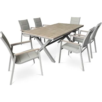 Zahradní sestava Vikio Zahradní jídelní set pro 6 osob 180x100 světlý dub AZS114