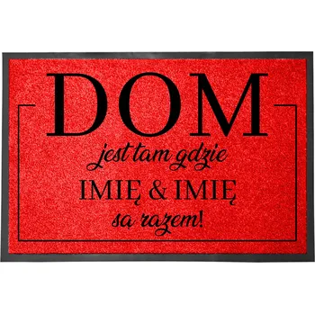 Rohožka Vstupní rohožka 40x60 Červená DOMOV BYT TWOJE IMIĘ IMIĘ NAPIS