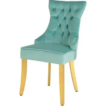 Jídelní židle Barokní jídelní židle Modern/Gold Barrock ve světle modrém sametovém čalounění zlatým klepadlem a zlatými nožičkami 96 cm