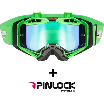 Helma na motorku LS2 Helmets LS2 AURA PRO GOGGLE BLACK H-V GREEN WITH IRIDIUM VISOR