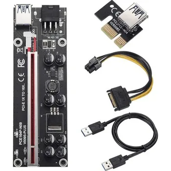 Prodlužovací kabel Nový Riser, černá verze PCIe x1 na PCIe x16 se štítem slotu (VER 009S+) PCE164P-N09