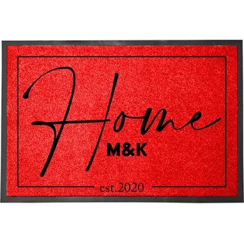 Rohožka Vstupní rohožka 40x60 ČERVENÁ HIT HOME TWOJE INICJAŁY WERSJA DOM