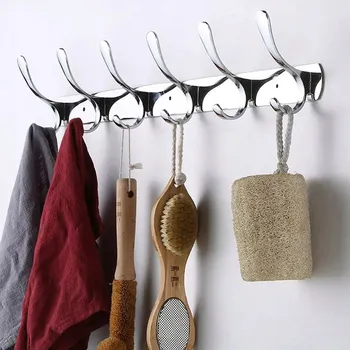 Věšák VĚŠÁK NA STĚNU DO PŘEDSÍNĚ NA OBLEČENÍ BUNDY KLASICKÝ OCEL STŘÍBRNÝ