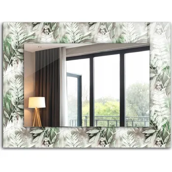 Zrcadlo Zrcadlo do koupelny ložnice obývacího pokoje s potiskem 80x60 cm Listy zelené vzor