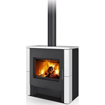 Krbová kamna ROMOTOP TELDE keramika hladká bílá matná 90901 - krbová kamna s teplovodním výměníkem