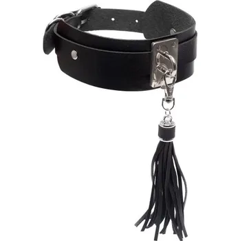 BDSM obojek KINKY DIVA TEASING TASSEL COLLAR BLACK/SILVER
