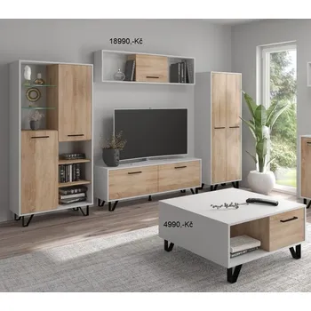 Obývací stěna Obývací stěna Boss 1 bílá/dub sonoma 280cm