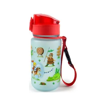 Láhev Nerozbitná plastová dětská láhev s víčkem 350ml - Rytíři a draci