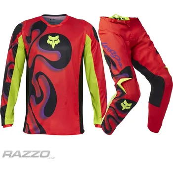 Moto kalhoty MX komplet FOX 180 Emotion Flo Red 2025