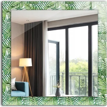 Zrcadlo Zrcadlo do koupelny ložnice obývacího pokoje s potiskem Zelené listy palem 60x60 cm