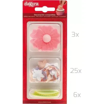 Jedlá dekorace na dort Dekorace z jedlého papíru Sada Mix květin, malé kytičky a lístků