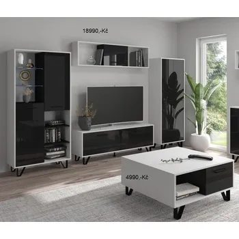 Obývací stěna Obývací stěna Boss 1 bílá/černý lesk 280cm