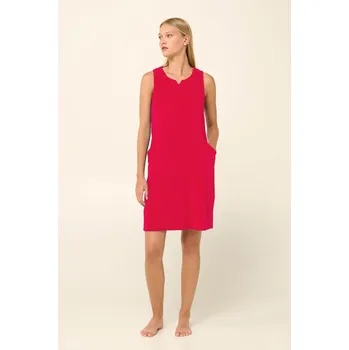 Dámské šaty Pohodlné froté šaty bez rukávů Vamp 22582 Barva: FRAGOLA, Velikost: L