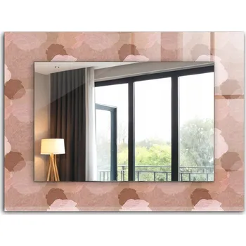 Zrcadlo Krásné moderní zrcadlo s ozdobným rámem dekorace loft 80x60 cm Květiny pivoňky