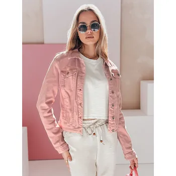 Dámský bomber Dámská bunda džínová krátká PASTELLO TY4909 Barva: Růžová, Velikost: 2XL