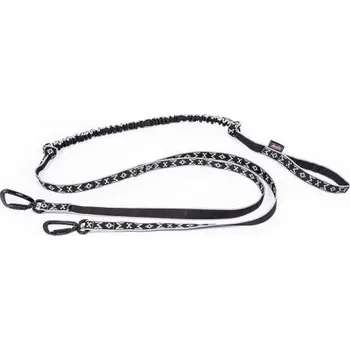 Vodítko pro psa ManMat šňůra s amortizérem a ALU karabinou pro 2 psy stříbrná