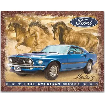 Plechová cedule PLECHOVÁ CEDULE FORD MUSTANG TRUE AMERICAN MUSCLE