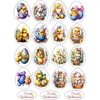 Jedlá dekorace na dort Fondánový list A4 motiv "Duhové kuře " 5 cm