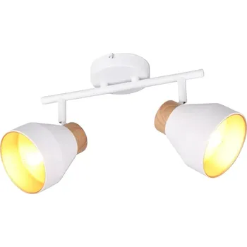 Bodové svítidlo Trio Leuchten R81922031 VALENTIN - Stropní dvoužárovkové svítidlo v bílé barvě, 2x E14 (Stropní svítidlo v bílé barvě s prvky v imitaci dřeva)