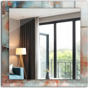 Zrcadlo Zrcadlo čtvercové s fotopotiskem Abstraktní barevná textura 60 x 60 cm