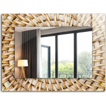 Zrcadlo Zrcadlo do koupelny ložnice obývacího pokoje s potiskem 80x60 cm Výplet z proutí