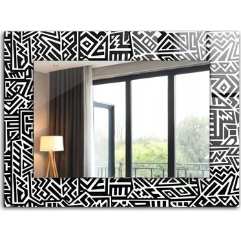 Zrcadlo Dekorativní zrcadlo na zeď s potiskem XXL 80x60 cm - Geometrický vzor