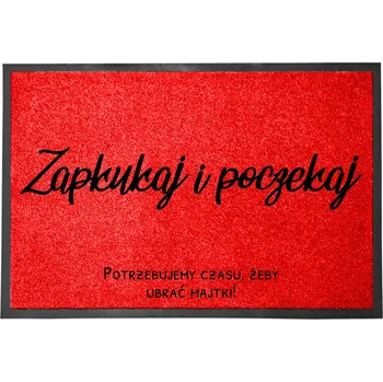Rohožka VSTUPNÍ ROHOŽKA PŘED DVEŘE MONOCHROM ČERVENÁ HIT ZAPKUKAJ I POCZEKAJ