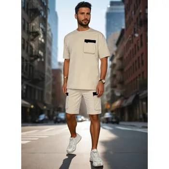 Set pánský komplet teplákový AX0809 Barva: Khaki, Velikost: 2XL