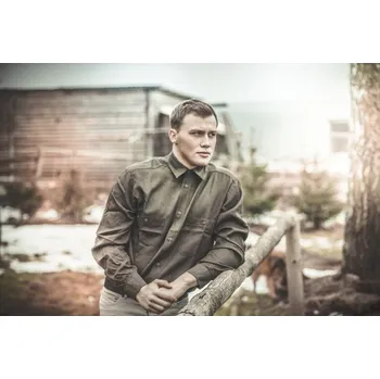 Pánská košile LUKO tencelová pánská košile s dlouhým rukávem košile: 48