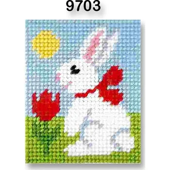 Textilie Vyšívací sada s předtištěným motivem 70262/9703 králíček, modrá, 17x20,5cm