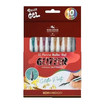 Set školních potřeb Długopisy żelowe brokat 10 kolorów