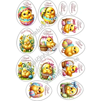 Jedlá dekorace na dort Fondánový list A4 motiv "Velikonoční vejce MIX 3" 7 cm