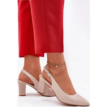 Dámské lodičky Pohodlné lodičky na podpatku Sergio Leone SK162 Barva: Béžová, Velikost: 37