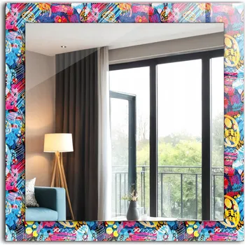 Zrcadlo Zrcadlo dekorativní závěsné na zeď Barevný abstraktní vzor 60 x 60 cm