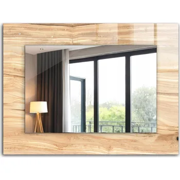 Zrcadlo Nástěnné zrcadlo s rámem z tvrzeného skla 80x60 Dřevo kresba léta textura