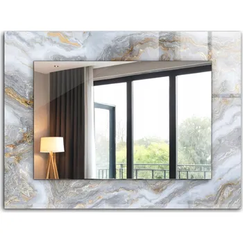 Zrcadlo Koupelnové zrcadlo na stěnu s ozdobným skleněným rámem 80x60 Mramor vzor textura