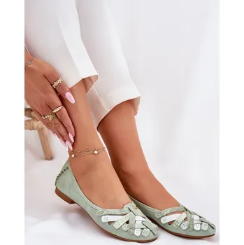 Dámské lodičky Dámské Kožené Baleríny Maciejka 01358-50 Mátové Barva: Zelená, Velikost: 36